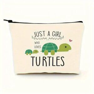 Cosmetic Bag Makeup Just a Girl who Loves Turtles Clutch Pouch Travel Storage